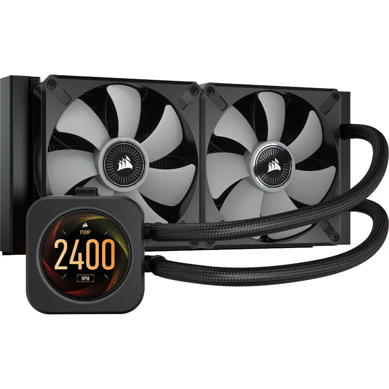 Kit de Watercooling tout-en-un pour processeur Corsair iCue H100i LCD Elite / 240 mm