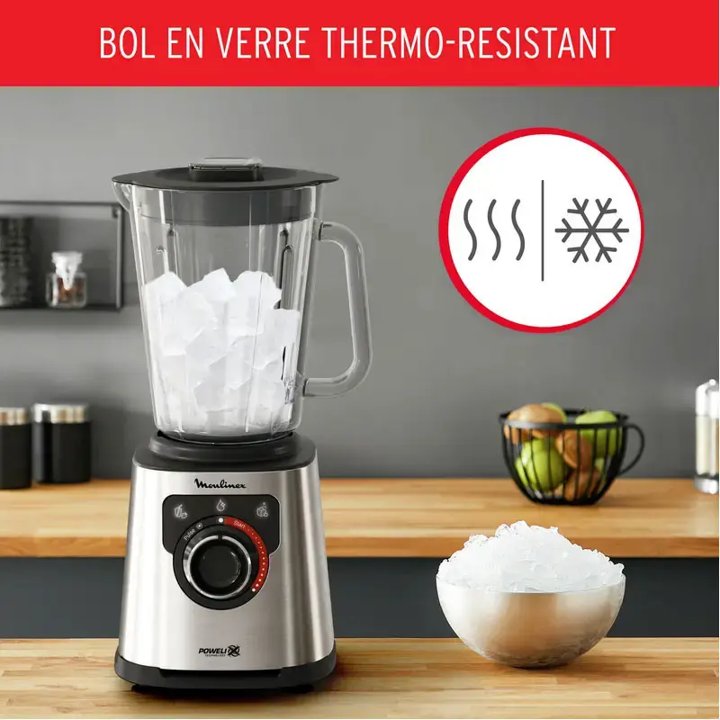 Blender Moulinex Bol en verre thermorésistant 2 Litres / inox / LM871D10