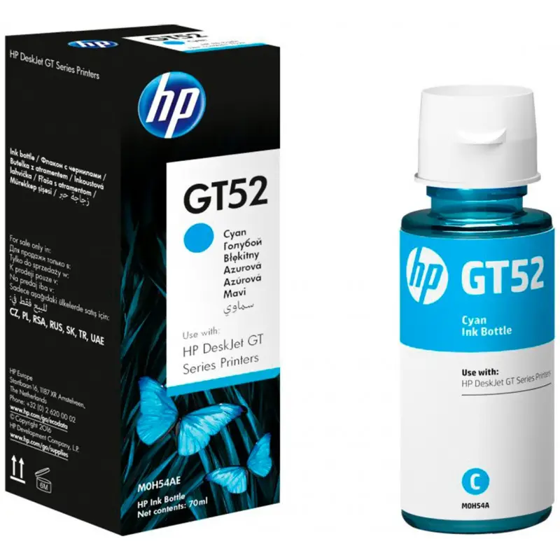 Bouteille d&rsquo;encre Originale HP GT52 / Cyan / 70ml