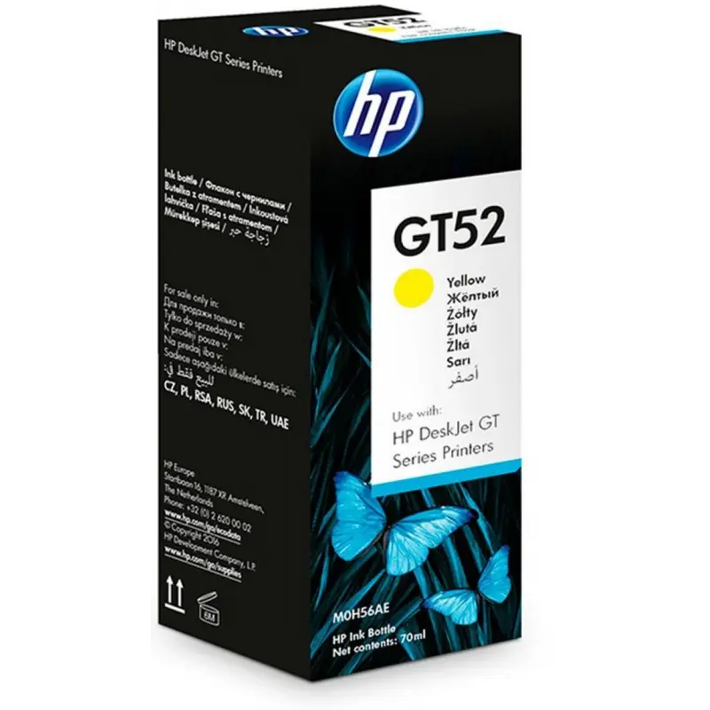 Bouteille d&rsquo;encre Originale HP GT52 / Jaune / 70ml