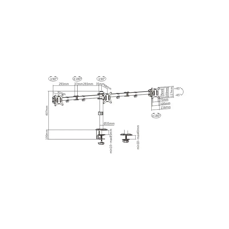 Support De Bureau GEMBIRD MA-D3-01 / 17&Prime;-27&Prime;