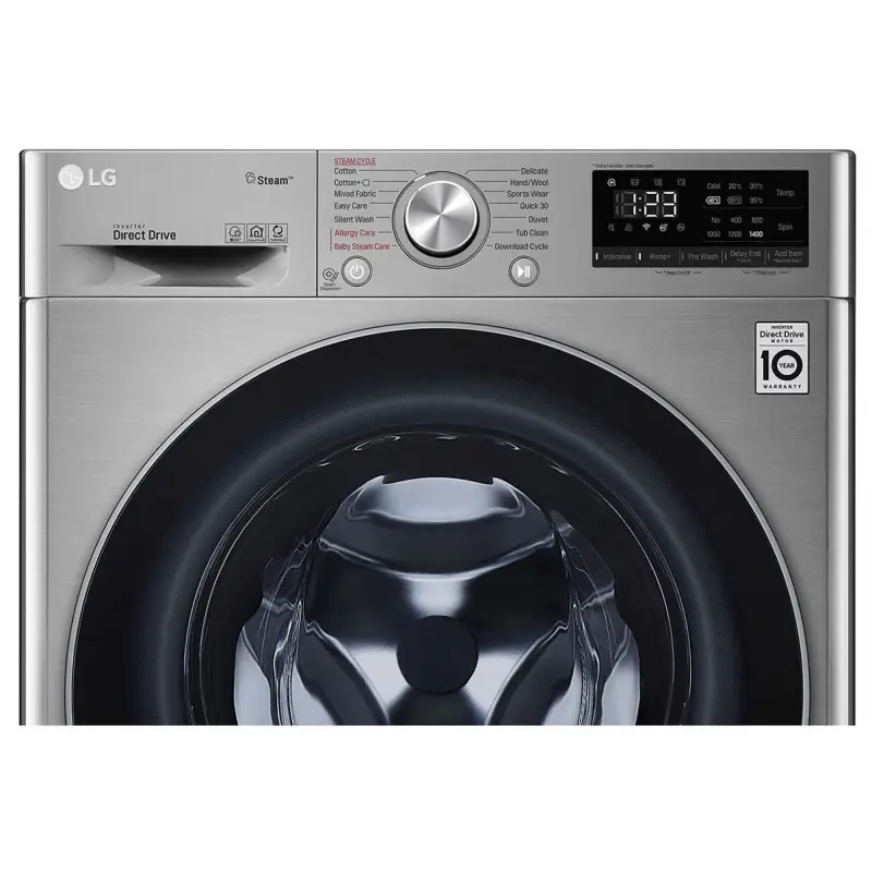 Machine à laver à Vapeur LG 9 Kg / Smart DD 6M / Silver