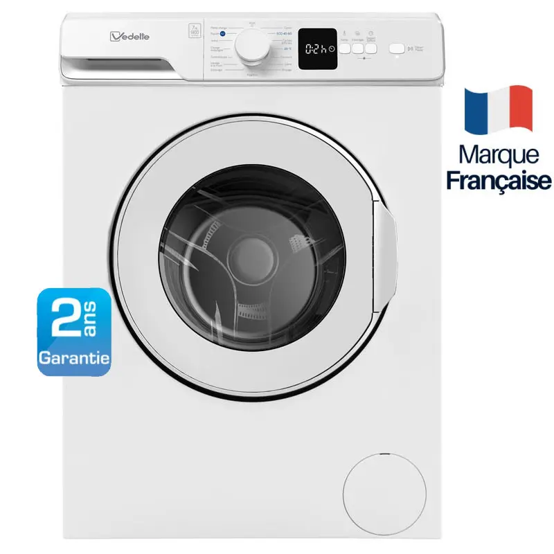 Machine à Laver VEDETTE 7KG 1400 tr/min / Blanc / LFV274W