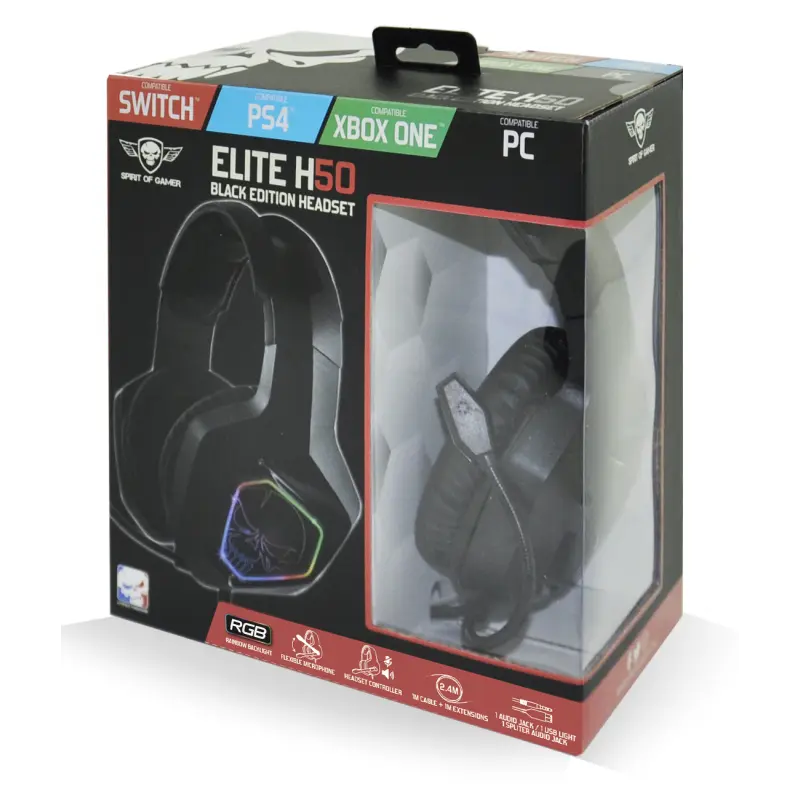 Casque Micro Spirit Of Gamer H50 Black Edition RGB /Noir