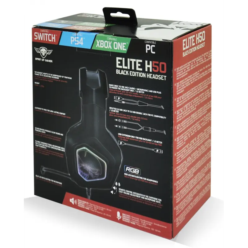 Casque Micro Spirit Of Gamer H50 Black Edition RGB /Noir
