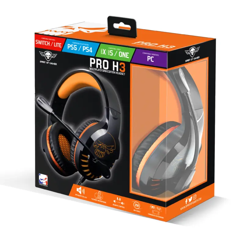 Casque Gaming Spirit of Gamer PRO-H3 / Orange et Noir