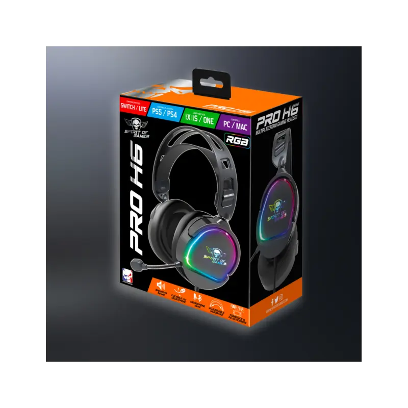Casque Micro Gaming Spirit of Gamer PRO-H6 DARK / RGB / Noir