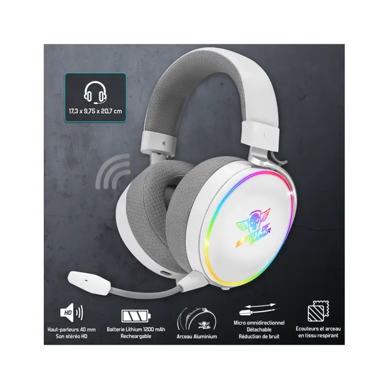 Casque Gaming Spirit Of Gamer Xpert H1700 Sans Fil Blanc