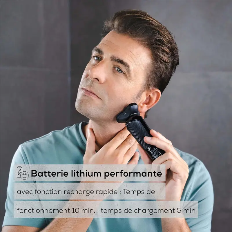 Rasoir Rotatif Sans Fil BEREUR MN8X – Noir