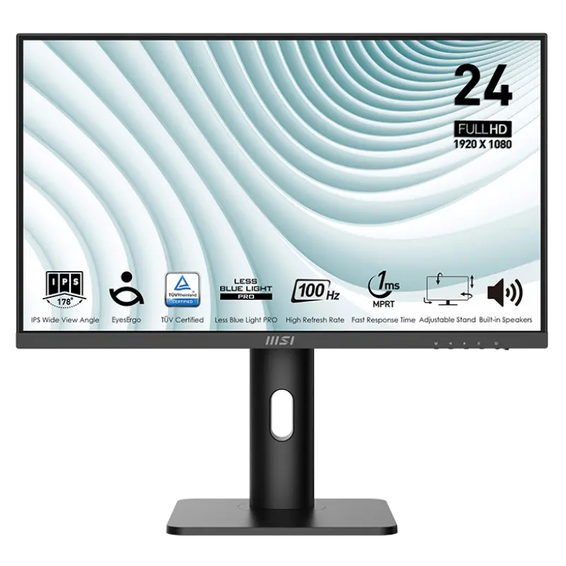 Écran MSI PRO MP243XP 23.8&Prime; FHD IPS 100Hz 1ms HDMI/DP / PIVOTANT / HAUT-PARLEUR / Noir