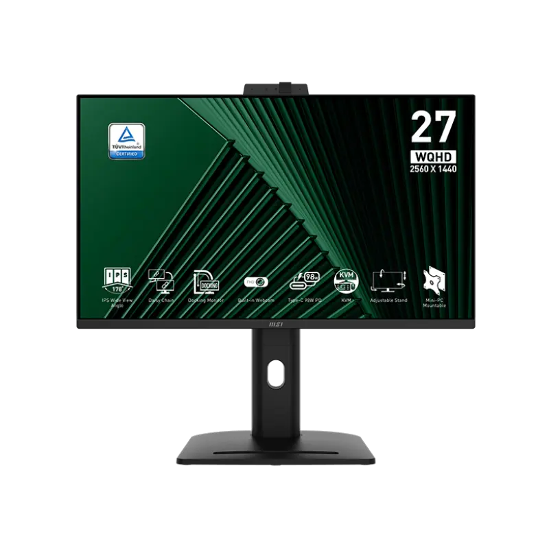 Écran MSI PRO MP275QPDG 27&Prime; WQHD IPS / 100 Hz / PIVOTANT / Avec haut-parleurs / Webcam intégrée / Noir