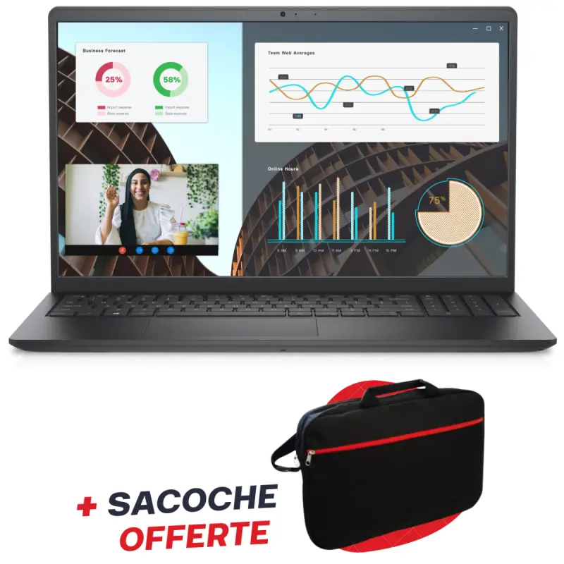 Pc Portable Dell Vostro 3530 / i3-1305U / 32 Go / Windows 11 Pro / 512 Go SSD / Noir