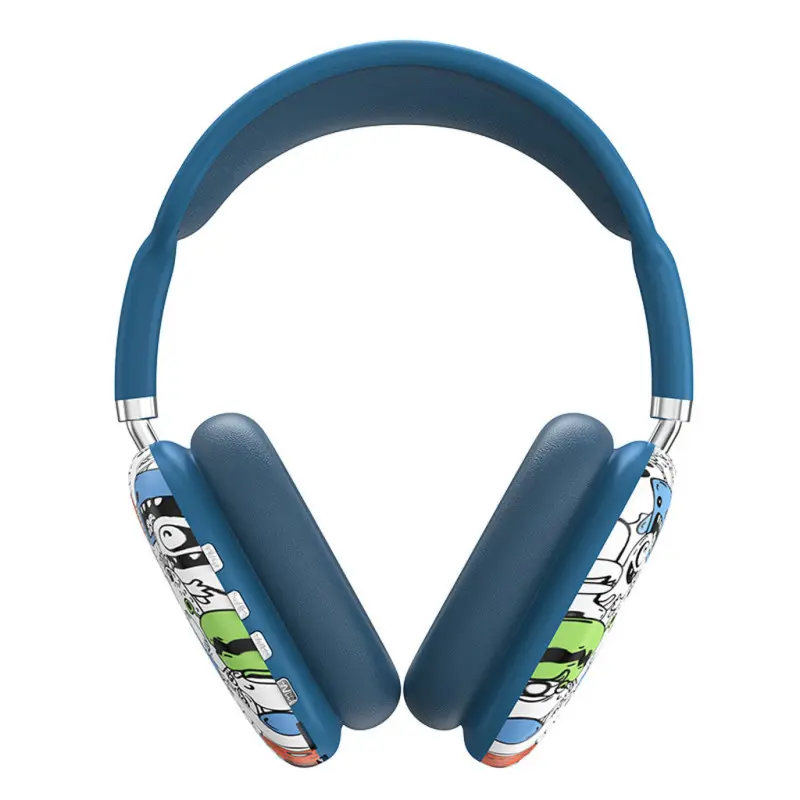Casque sans fil P9 bleutooth – GRAFFITI – BLEU