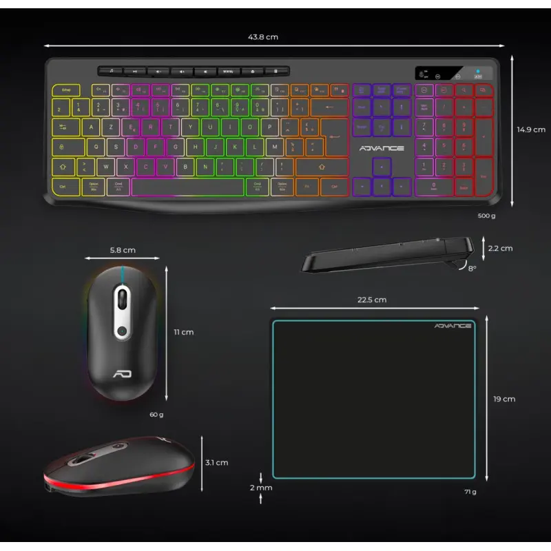 PACK CLAVIER SOG R-TYPE CLA+SOURIS SANS FIL RGB NOIR RECHARGEABLE