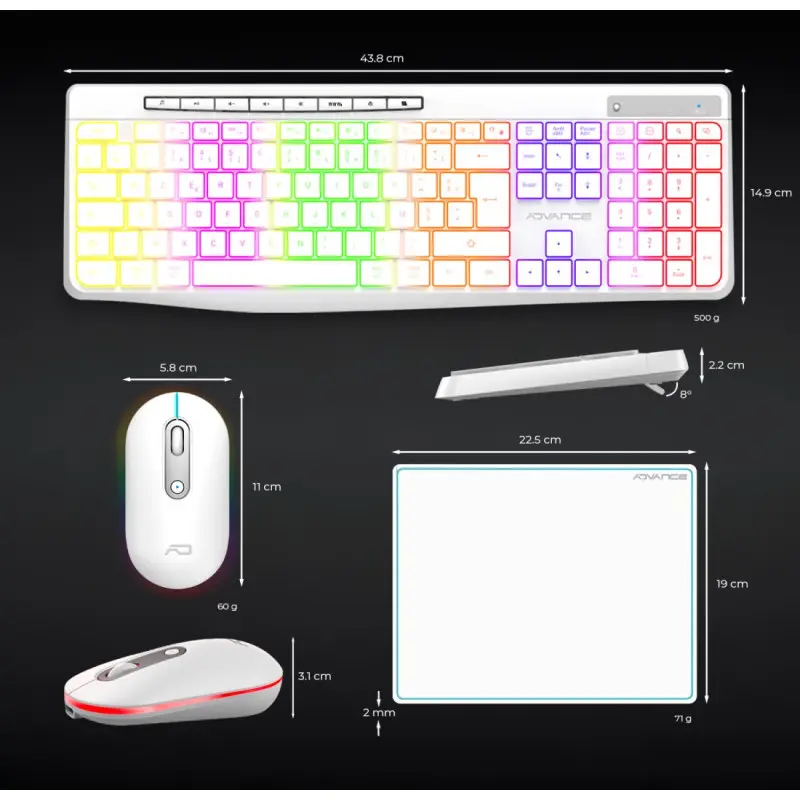 PACK CLAVIER SOG R-TYPE CLA+SOURIS SANS FIL RGB RECHARGEABLE / BLANC