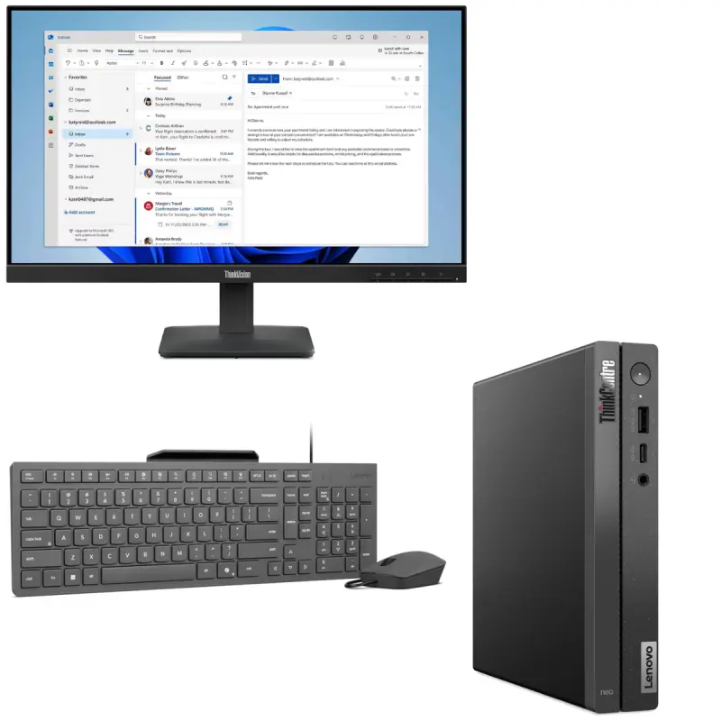 Pc De Bureau Lenovo ThinkCentre neo 50q Gen 4 / i5-13420H / 32 Go / 512 Go SSD Avec Écran Lenovo 24&Prime; LED Full HD IPS / 100 Hz