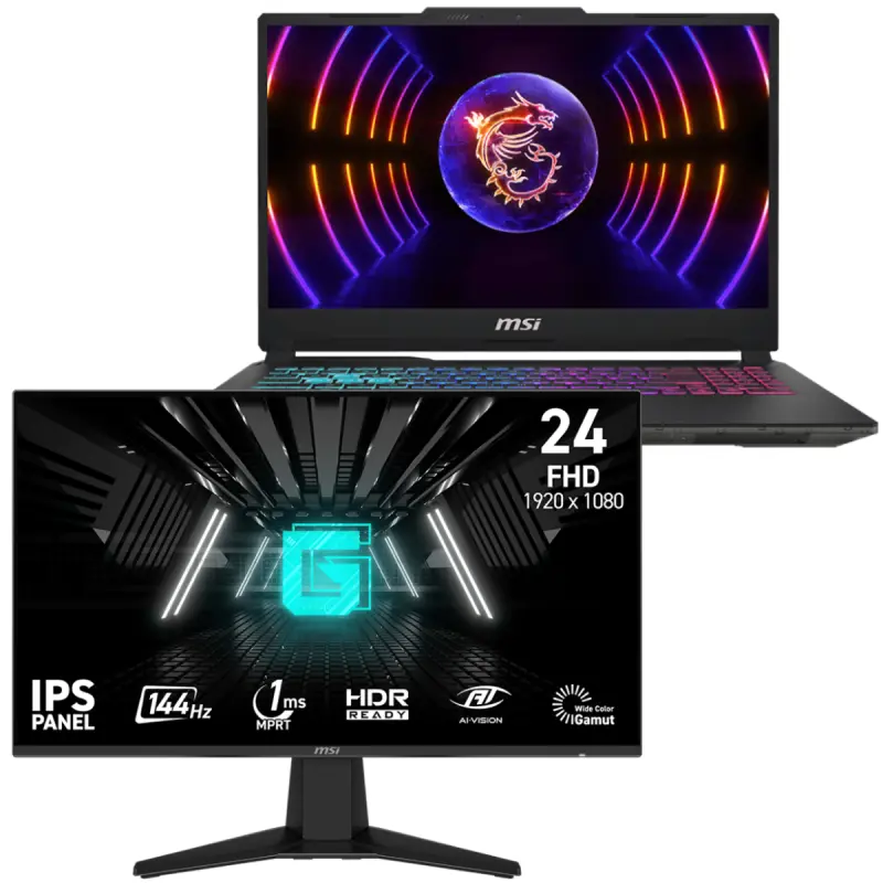 PC PORTABLE MSI CYBORG 15 A13VE / I5-13420H / RTX 4050 6G / 16 Go / 512 Go SSD / Windows 11 Avec Écran Gaming MSI 24&Prime; Full HD IPS / 144 Hz