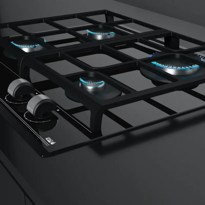 Plaque de cuisson encastrable à gaz Teka GZC 64300 / 4 Feux / 60 cm / Verre Noir