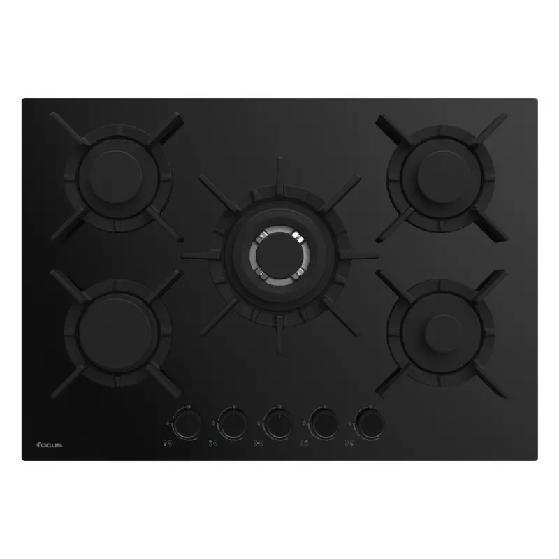 Plaque De Cuisson Focus 5 Feux 75Cm / Noir Avec thermocouple