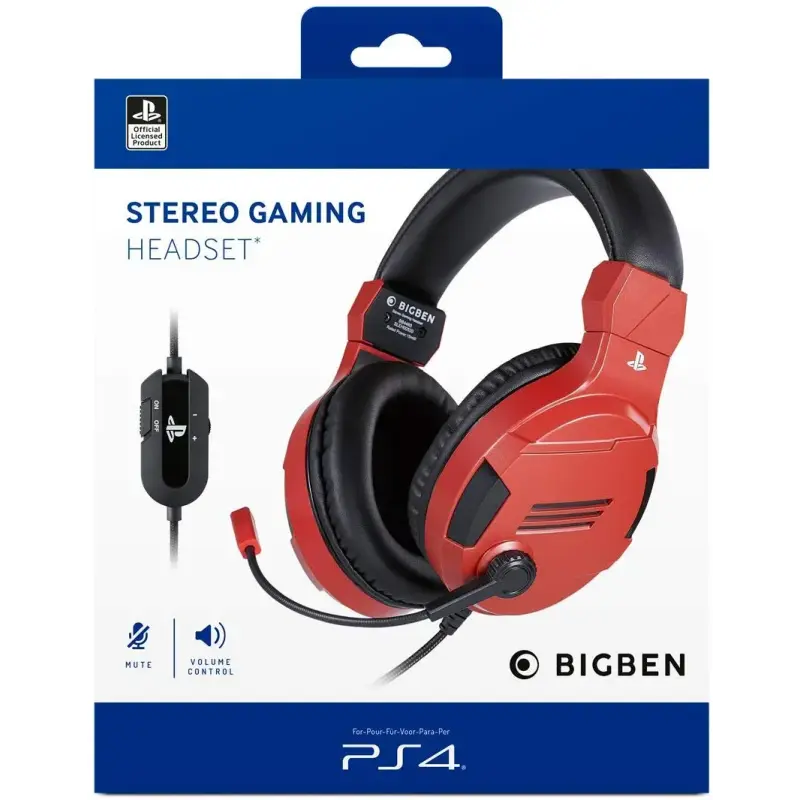 CASQUE MICRO GAMER POUR PS4, PC, MAC ET APPAREILS MOBILE OFFICIEL SONY V3 / Rouge