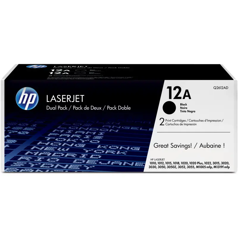 Pack 2 Toners HP Originaux Q2612A / Noir
