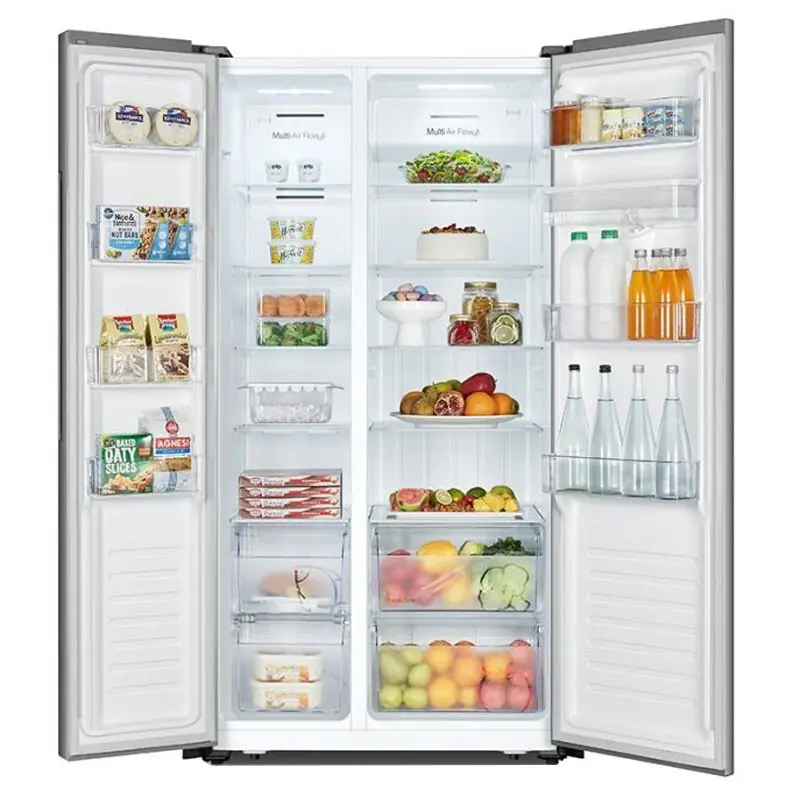 Réfrigérateur HISENSE NoFrost Inverter Side By Side 519Litres / Inox avec Afficheur et distributeur d&rsquo;eau