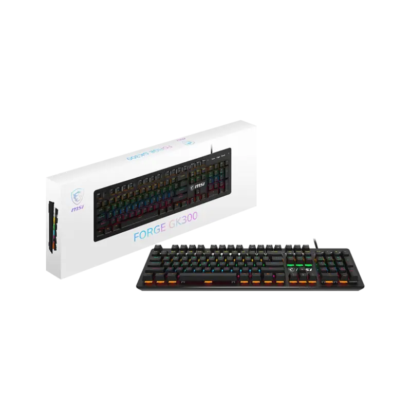 Clavier gaming mécanique MSI Forge GK300 / AZERTY / 9 Modes RGB / Blue Switch / Noir