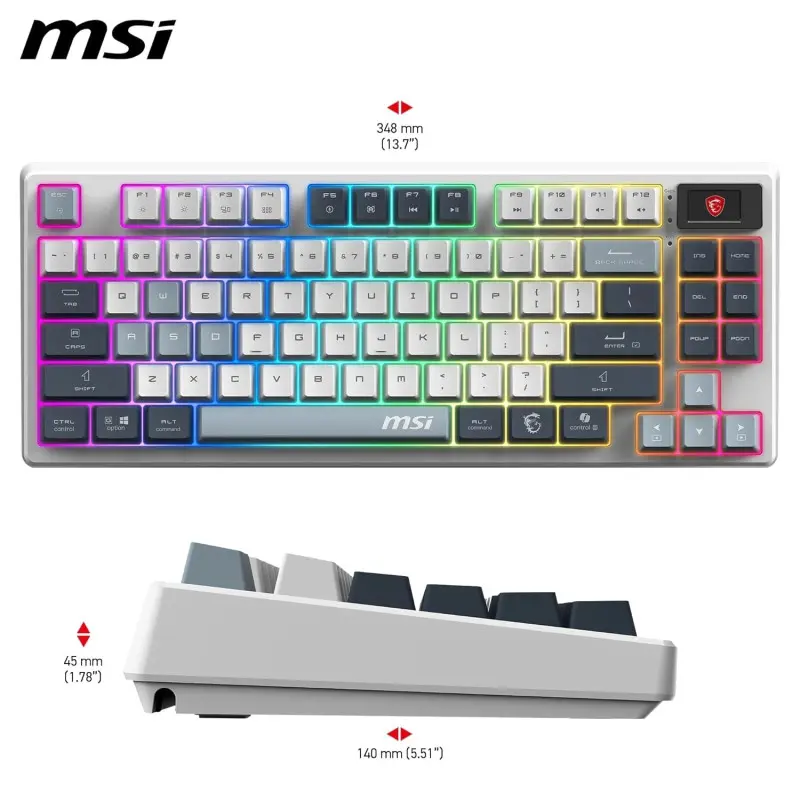 Clavier mécanique MSI FORGE GK600 BLUETOOTH TKL W SKY FR