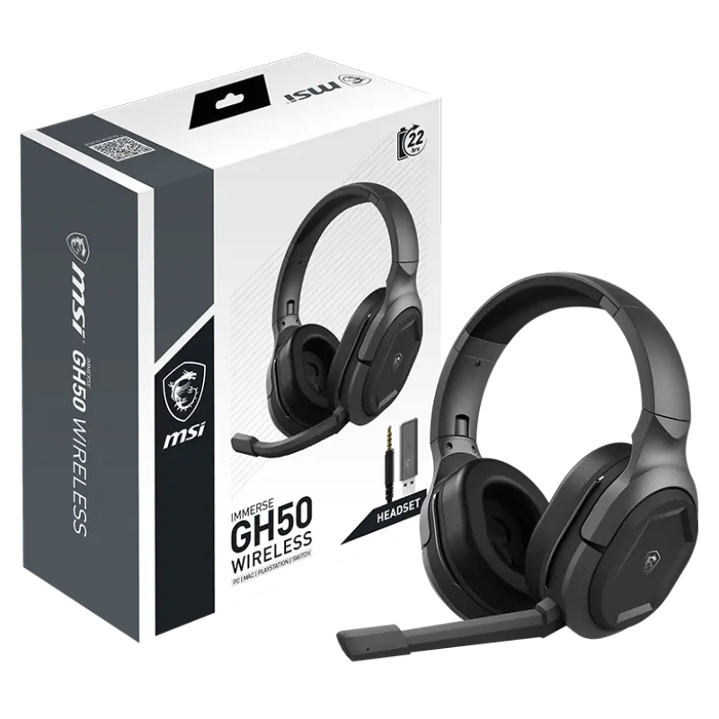 Micro-Casque Gaming Sans Fil MSI Immerse GH50 / Noir