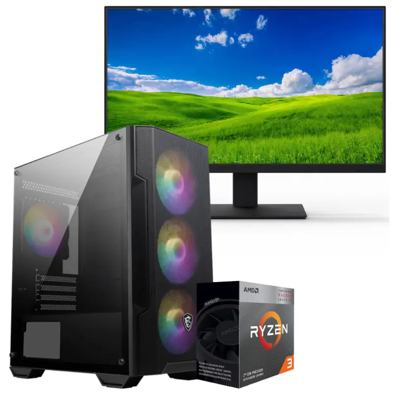 Setup Gamer Special Pc de Bureau Gaming / Ryzen 3 3200G / Vega 8 / 8 Go Avec Écran AERO 24 » FHD VA 100 Hz