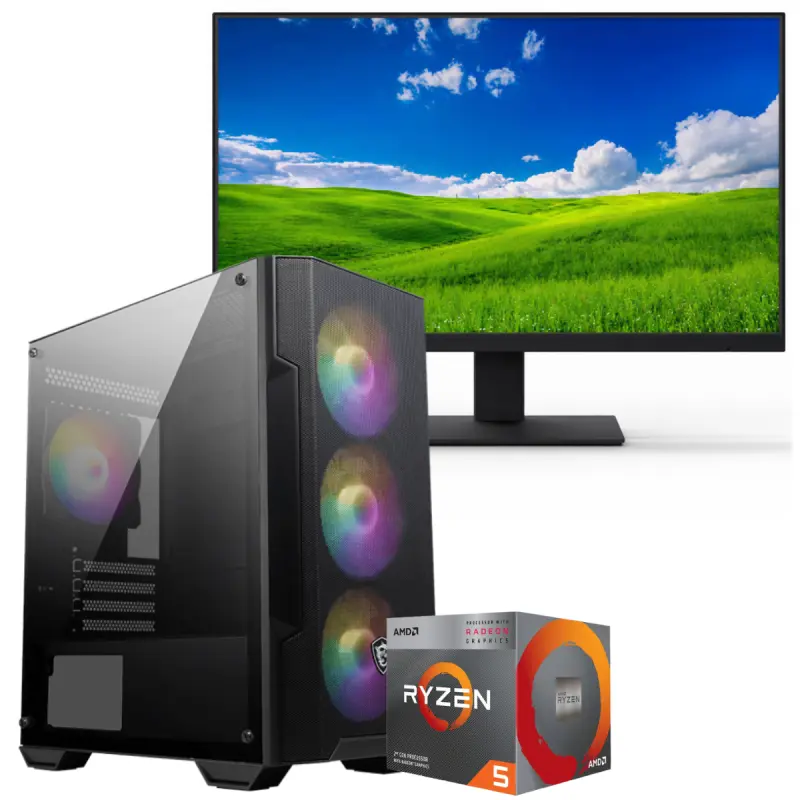 Setup Gamer Special Pc de Bureau Gaming / Ryzen 5 3400G / Vega 11 / 16 Go Avec Écran Gaming AERO AE24EFA 24 » FHD VA 100Hz