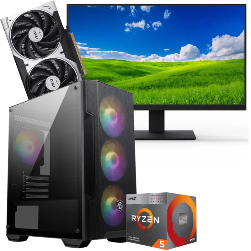 Setup Gamer Special Pc de Bureau Gaming / Ryzen 5 3600 / RTX 5050 8G / 16 Go Avec Écran Gaming AERO AE24EFI 24 » Full HD IPS / 144 Hz