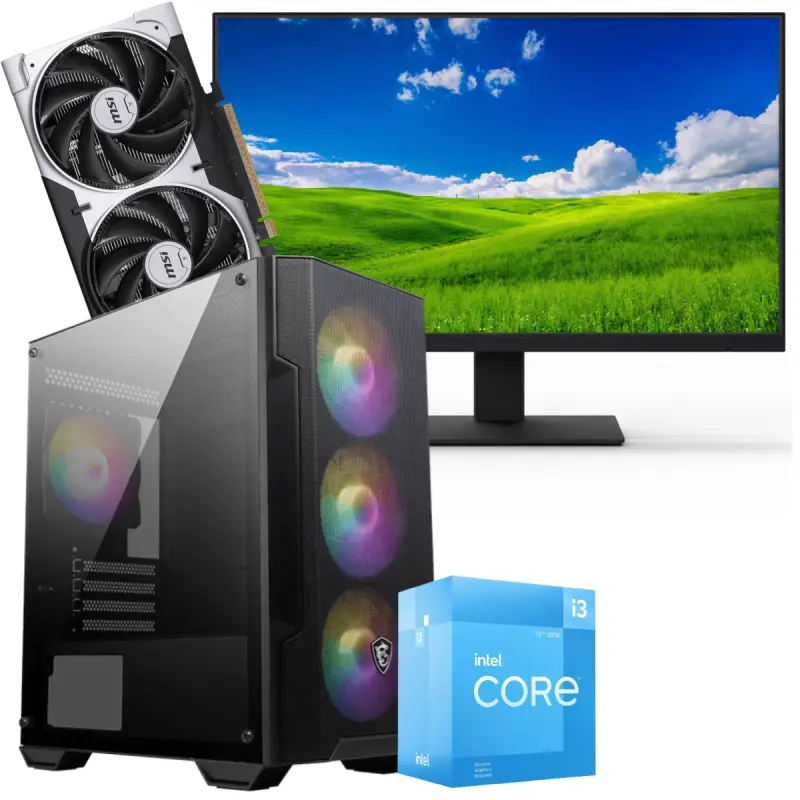 Setup Gamer Special Pc de Bureau Gaming / i3-12100F / RTX 5050 8G / 16 Go Avec Écran Gaming AERO AE24EFI 24 » Full HD IPS / 144 Hz
