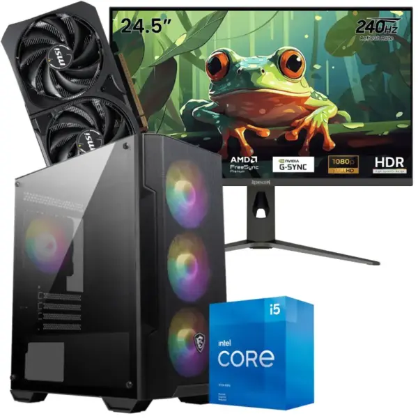 Setup Gamer Special Pc de Bureau Gaming / i5-11400F / RTX 5060 8G / 16 Go Avec Écran Gaming Redragon HANMON 24.5" Full HD IPS / 240 Hz