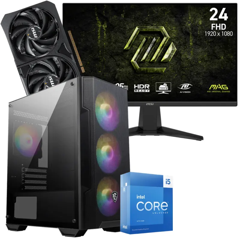 Setup Gamer Special Pc de Bureau Gaming / i5-13600KF / RTX 5060 8G / 32 Go Avec Écran Gaming MSI MAG 245F X24 24&Prime; Full HD IPS / 240 Hz