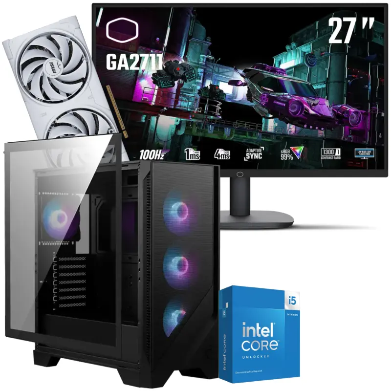 Setup Gamer Special Pc de Bureau Gaming / i5-14600KF / RTX 5070 12G / 32 Go Avec Écran Gaming Cooler Master 27&Prime; 2K QHD IPS / 100 Hz