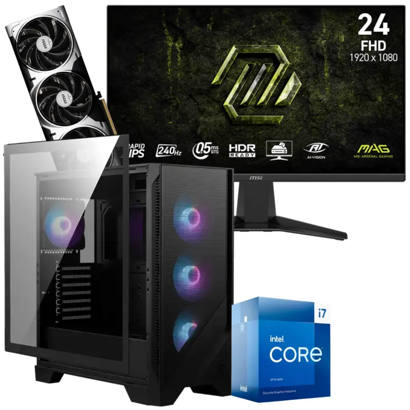 Setup Gamer Special Pc de Bureau Gaming / i7-13700F / RTX 5070 12G / 32 Go Avec Écran Gaming MSI MAG 245F X24 24&Prime; Full HD IPS / 240 Hz