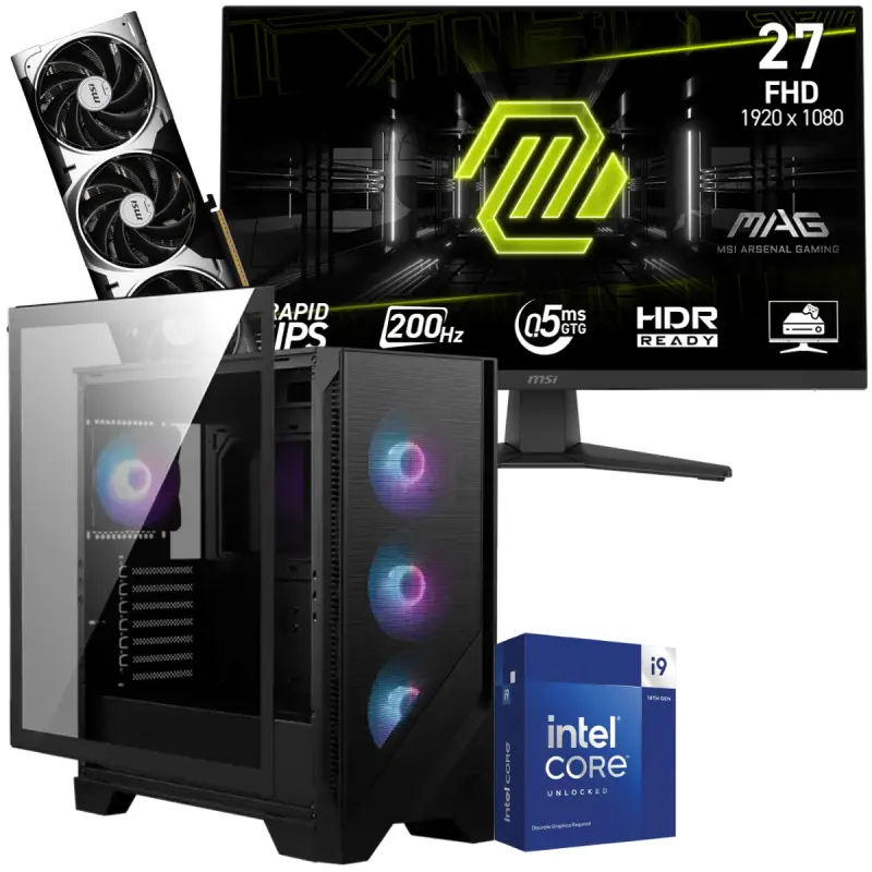Setup Gamer Special Pc de Bureau Gaming / i9-14900KF / RTX 5070 12G / 64 Go Avec Écran Gaming MSI MAG 272F 27&Prime; Full HD IPS / 200 Hz