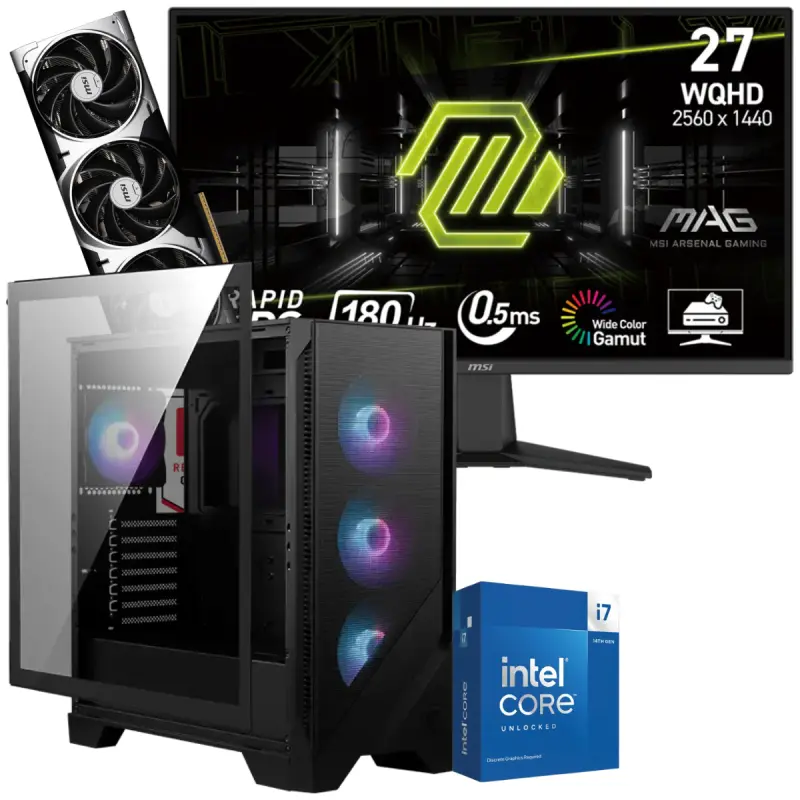 Setup Gamer Special Pc de Bureau Gaming / i7-14700KF / RTX 5070 12G / 32 Go Avec Écran Gaming MSI MAG 275QF 27&Prime; WQHD IPS / 180 Hz