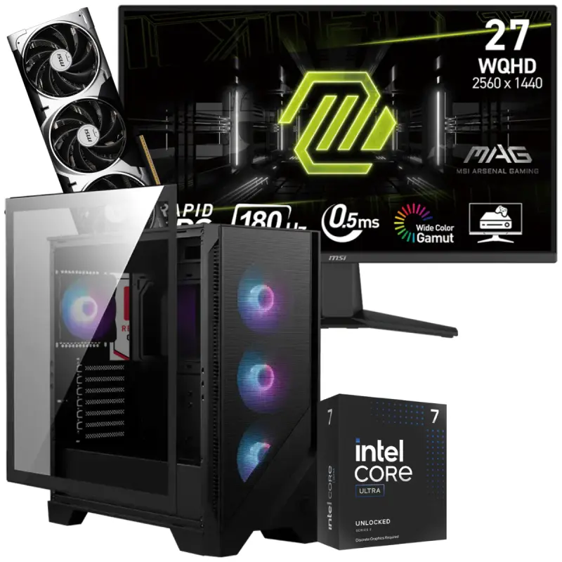 Setup Gamer Special Pc de Bureau Gaming / Ultra 7 265KF / RTX 5070 12G / 32 Go Avec Écran Gaming MSI MAG 275QF 27&Prime; WQHD IPS / 180 Hz