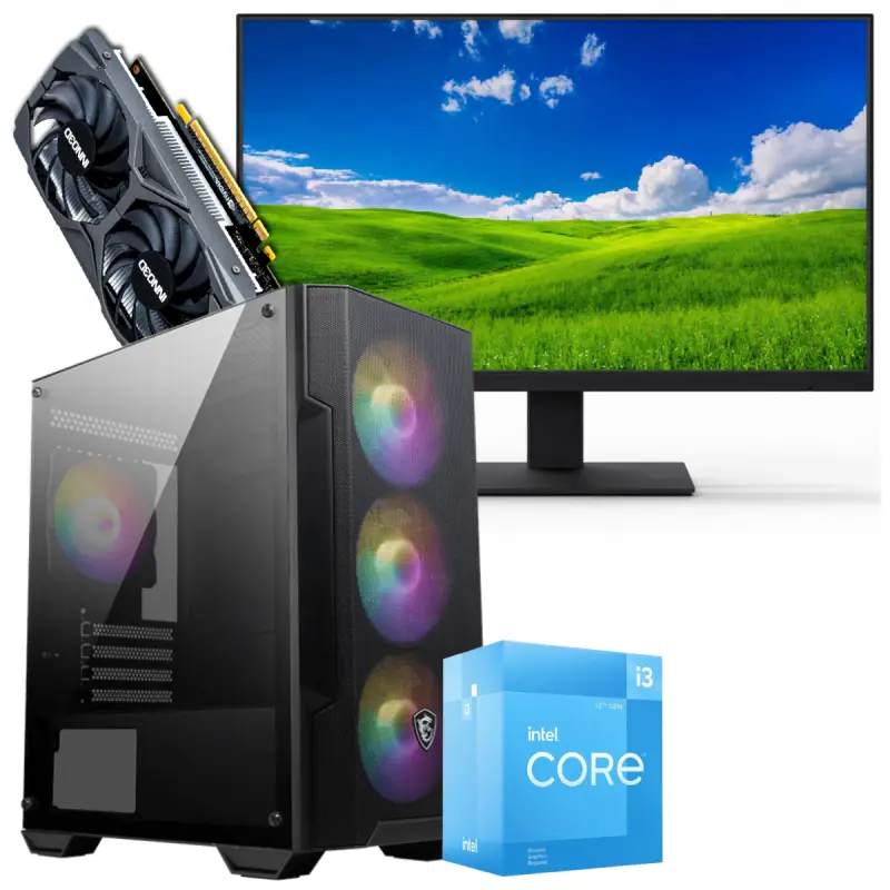 Setup Gamer Special Pc de Bureau Gaming / i3-12100F / GTX 1650 4G / 16 Go Avec Écran Gaming AERO AE24EFA 24 » Full HD VA / 100 Hz