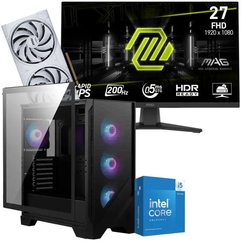 Setup Gamer Special Pc de Bureau Gaming / i5-14600KF / RTX 5070 12G / 32 Go Avec Écran Gaming MSI MAG 272F 27&Prime; Full HD IPS / 200 Hz