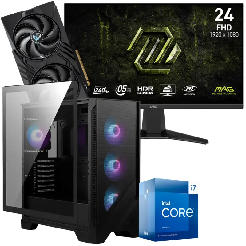 Setup Gamer Special Pc de Bureau Gaming / i7-13700F / RTX 5060 8G / 32 Go Avec Écran Gaming MSI MAG 245F X24 24&Prime; Full HD IPS / 240 Hz