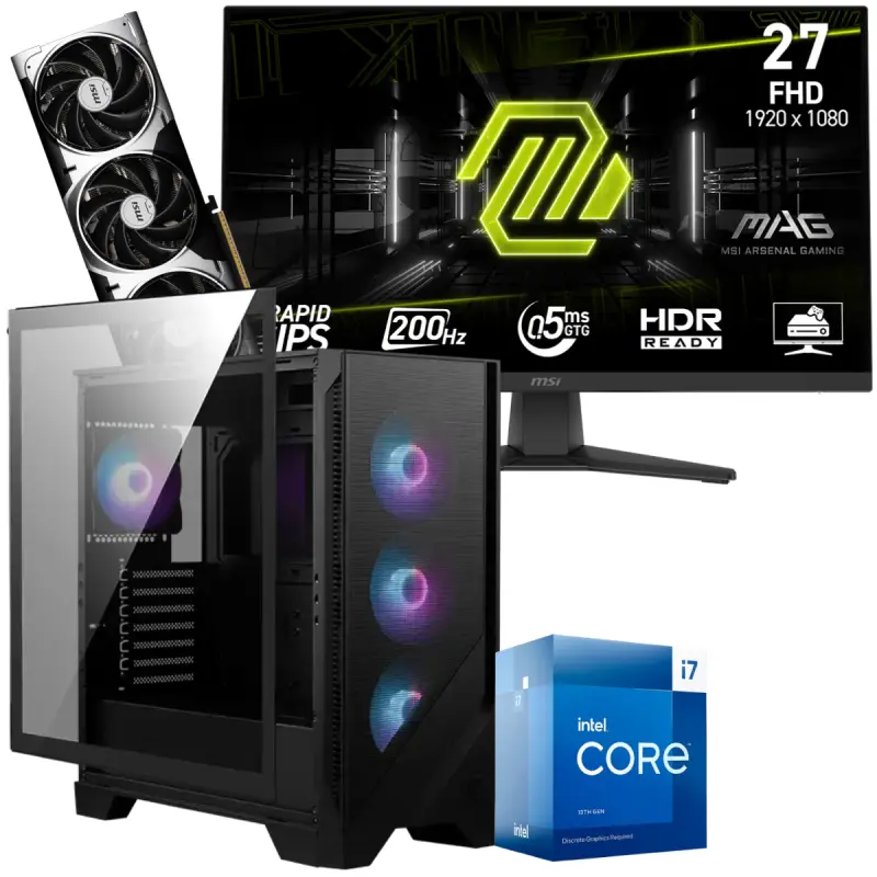 Setup Gamer Special Pc de Bureau Gaming / i7-13700F / RTX 5070 12G / 32 Go Avec Écran Gaming MSI MAG 272F 27&Prime; Full HD IPS / 200 Hz