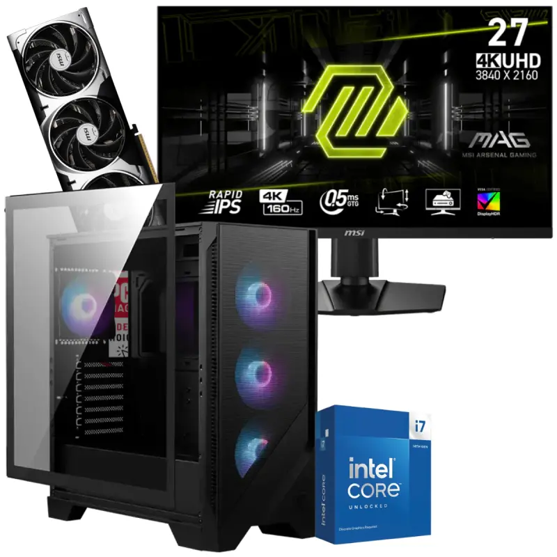 Setup Gamer Special Pc de Bureau Gaming / i7-14700KF / RTX 5070 12G / 32 Go Avec Écran Gaming MSI MAG 274UPF E2 27&Prime; 4K UHD IPS / 160 Hz