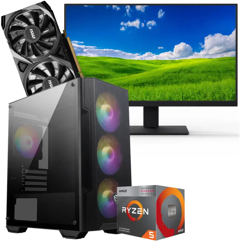 Setup Gamer Special Pc de Bureau Gaming / Ryzen 5 3400G / RTX 3050 8G / 16 Go Avec Écran Gaming AERO AE24EFI 24 » Full HD IPS / 144 Hz