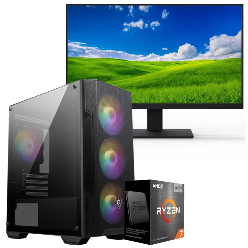 Setup Gamer Special Pc de Bureau Gaming / Ryzen 7 5700G / Vega 8 / 16 Go Avec Écran AERO AE24EFI 24 » FHD IPS 144Hz