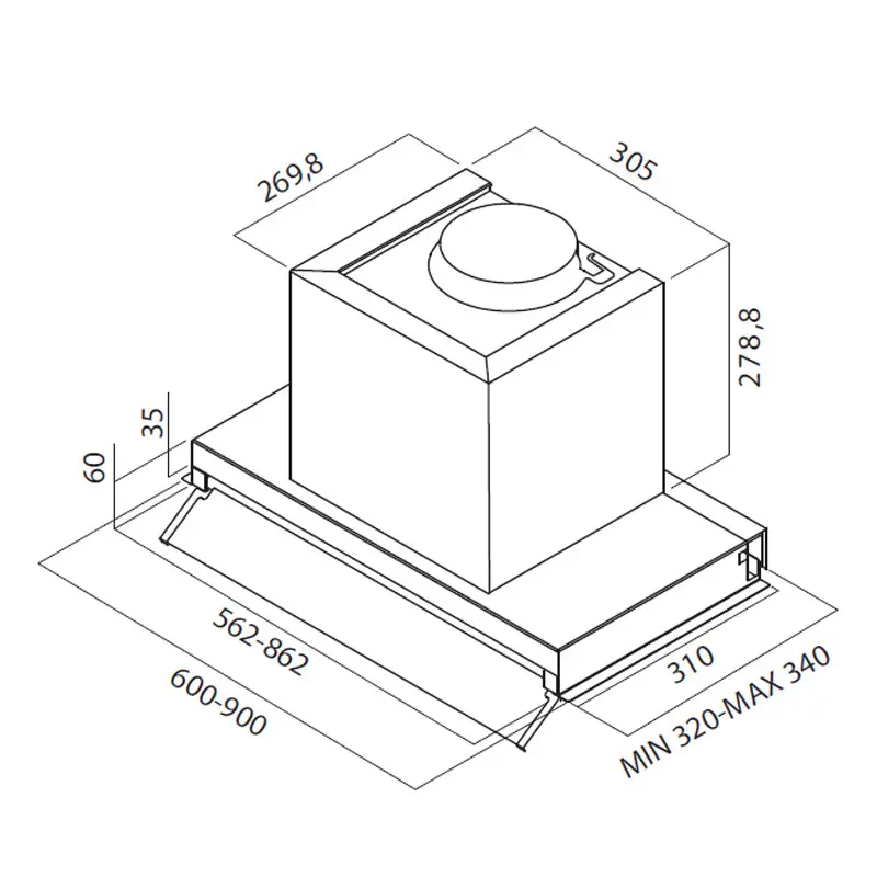 Hotte Encastrable Focus SMART 6000 / Inox / 60 cm