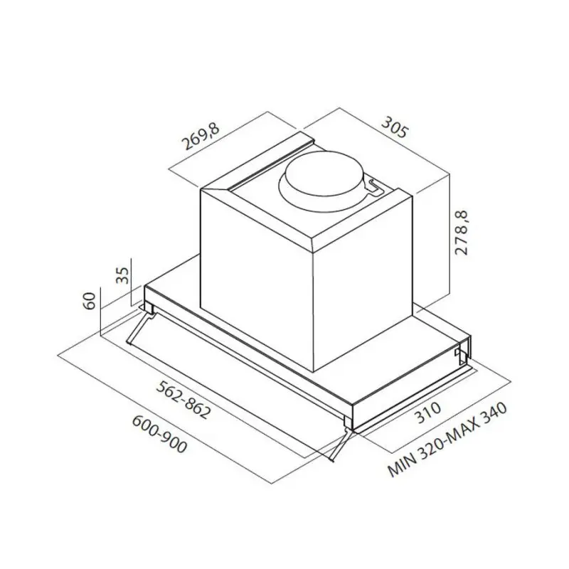 Hotte Encastrable Focus SMART 9000 / Inox / 90 cm