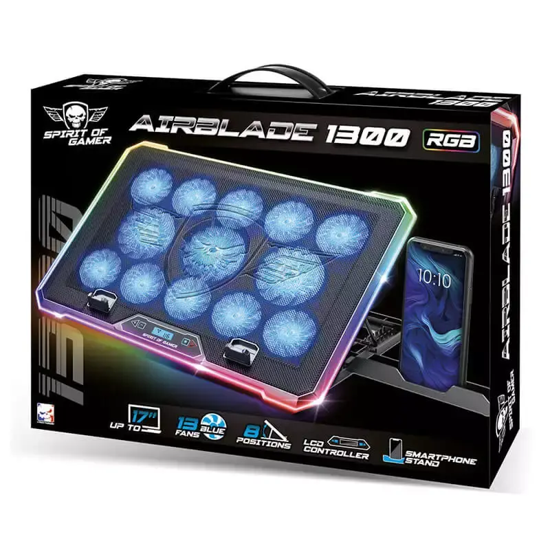 Support de Refroidissement RGB SPIRIT OF GAMER Airblade 1300 RGB 17&Prime; / Noir